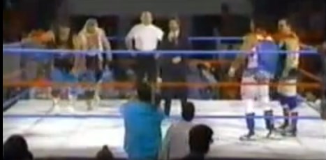 The Rock & Roll Express and The British Bulldogs prepare to face off